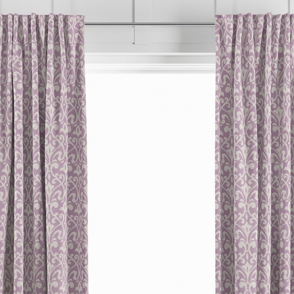 Light Purple Curtain Panels for Dining Room or Kitchen Decor, Spring Window Treatments for Bedroom & Nursery, Trellis Gate Pattern