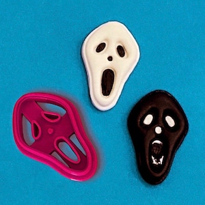 Ghost Face Clay Imprint Cutter, Polymer Clay Halloween Ghost Stamp Cutter, 3D Printed Embossing Tool Cookie Cutter