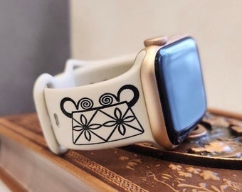 Hmong Apple Watch Bands, Symbols Engraved Watch Bands, Custom Watch Straps, Spirit Lock Watch Bands, Silicone Watch Straps, Hmong Accessory