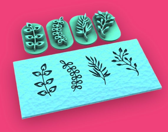 Botanical Polymer Clay Stamps, Leaf Clay Embossing Texture Stamp