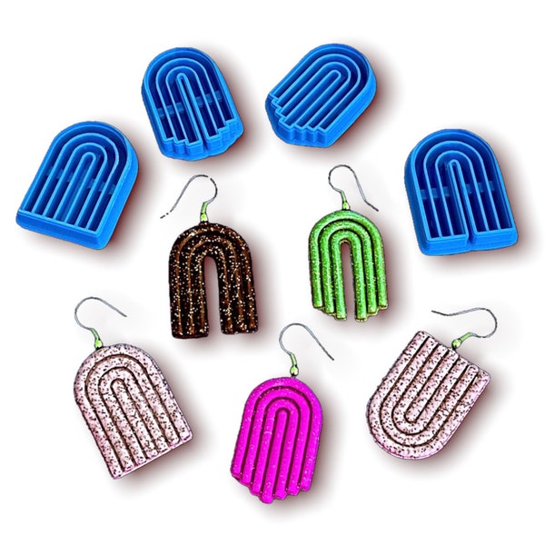 Rainbow Clay Cutters, Layer Arch Shaped Polymer Clay Cutters, 3D Printed Imprint Cutters