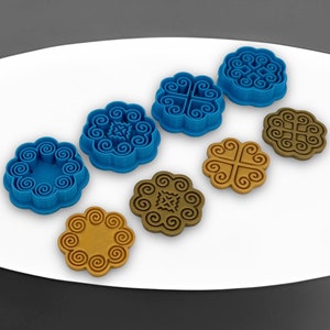 Hmong Clay Imprint Cutters, Hmong Elephant Foot Ram Heart Polymer Clay Stamp Cutters, Hmong Motifs and Symbols Cookie Cutters