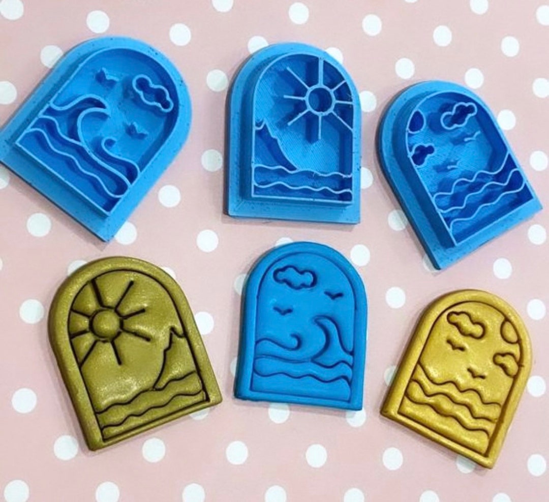 Ocean Inspired Texture Stamp, Plastic 3D Polymer Clay Embosser, Beach