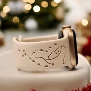 Holey Mary Rosary Engraved Silicone Apple Watch Bands Religious Sacred Gift, For Series 1, 2, 3, 4, 5, 6, 7, 8, 9, 10, SE, and Ultra Models