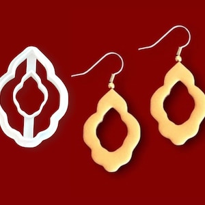 Double Moroccan Clay Cutter, Moroccan with Cut Out Cutter, Polymer Clay Earrings Charm Pendant Making Tool, 3D Printed Cookie Cutter