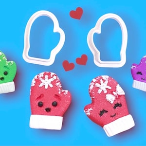 Mitten Shaped Clay Cutters, Polymer Clay Christmas Mittens Cutter, 3D Printed Xmas Jewelry Ornament Cookie Cutters