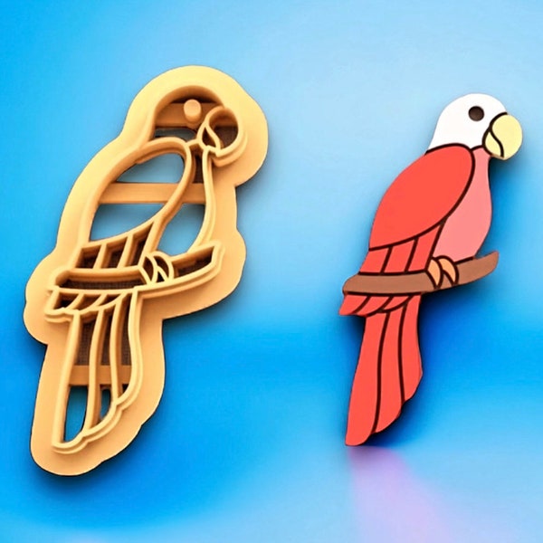 Parrot Imprint Cutter, Polymer Clay Parrot Cutter, Bird Shaped Clay Pottery Stamp Cutter