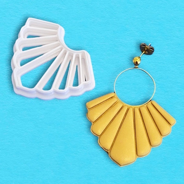 Scalloped Shell Clay Cutter, 3D Printed Polymer Clay Stamp Cutter, Jewelry Making Embossing Tool, Fondant Cookie Cutter