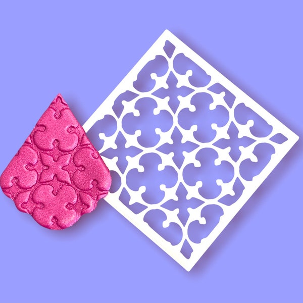 Polymer Clay Texture Sheet, 3D Printed Aztec Patterned Embossing Tool, Clay Raised Texture Stamp