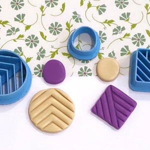 Lined Circle Diamond Clay Stamp Cutters, 3D Printed Polymer Clay Imprint Cutters, Fancy Geometric Stamp Cutter for Jewelry Making