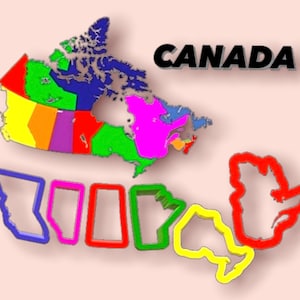 Emporte-pièce en forme de pâte à modeler Provinces du Canada, emporte-pièce carte du Canada, emporte-pièce en pâte polymère imprimé en 3D, emporte-pièces provinces canadiennes