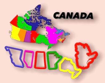 Provinces of Canada Shaped Clay Cutters, Map of Canada Outline Cutter, 3D Printed Polymer Clay Cutter, Canadian Provinces Cookie Cutters