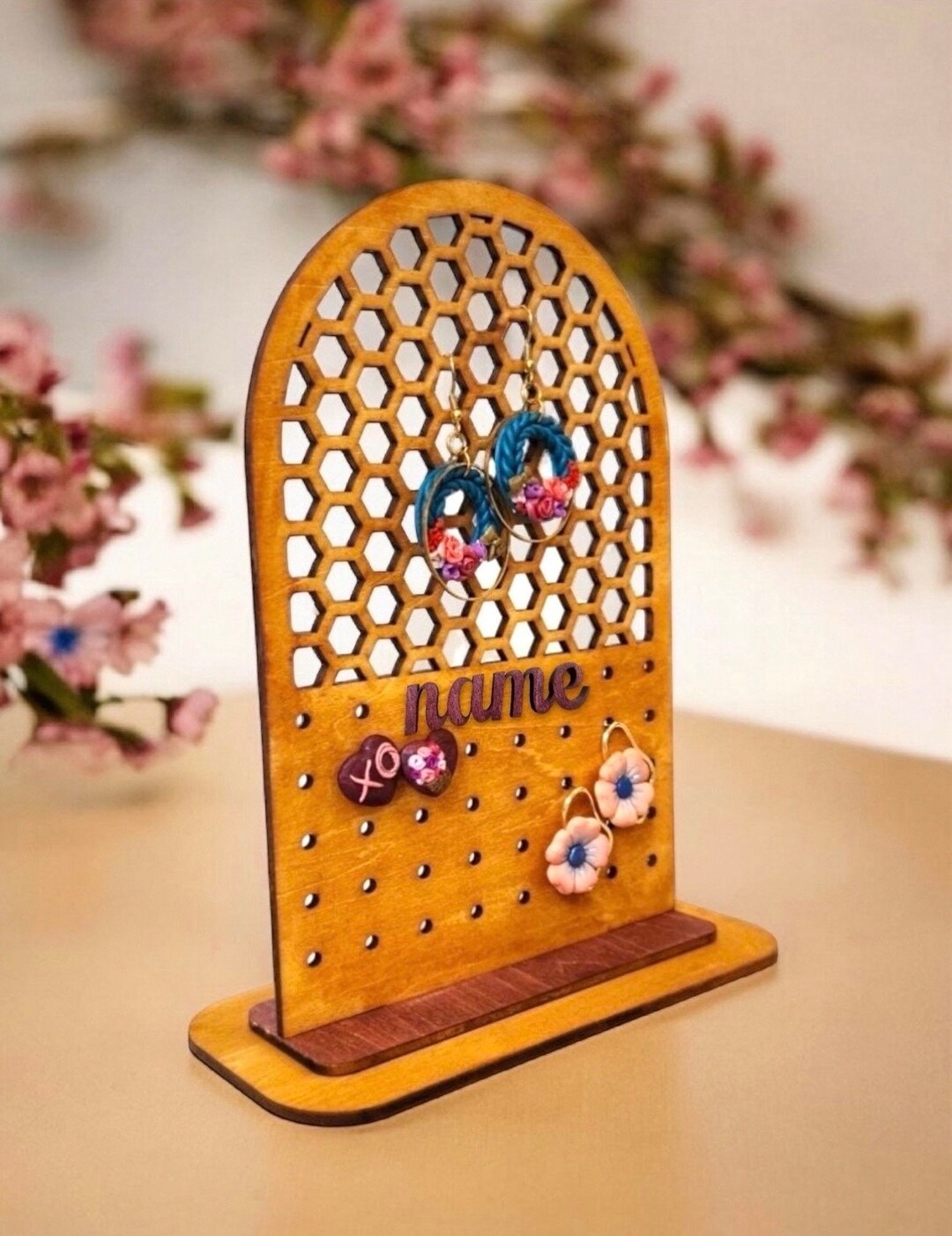 Custom Wood Earrings Holder | Personalized Arch Jewelry Storage ...