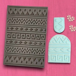 Tribal Texture Mat for Polymer Clay, Clay Pattern Stamp, Texture for Clay Imprints, Pottery Ceramic Texture Tool, Tribal Pattern Rubber Mat