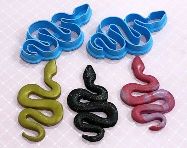 Snake Shaped Clay Cutter, 3D Printed Polymer Clay Cutter, Fondant Cookie Cutter, Jewelry Making Tool image 1