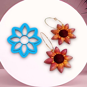 Flower Stamp Cutter, Botanical Imprint Cutter for Polymer Clay Jewelry Making, 3D Floral Earrings Pendant Stamp Cutter