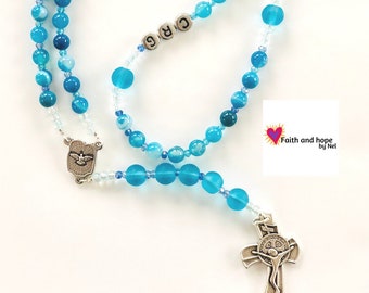 Custom Agate Rosary, First Communion gift, Baptism gift, Personalized Catholic Rosary, Confirmation Gift, Holly Family Rosary, Virgin Mary