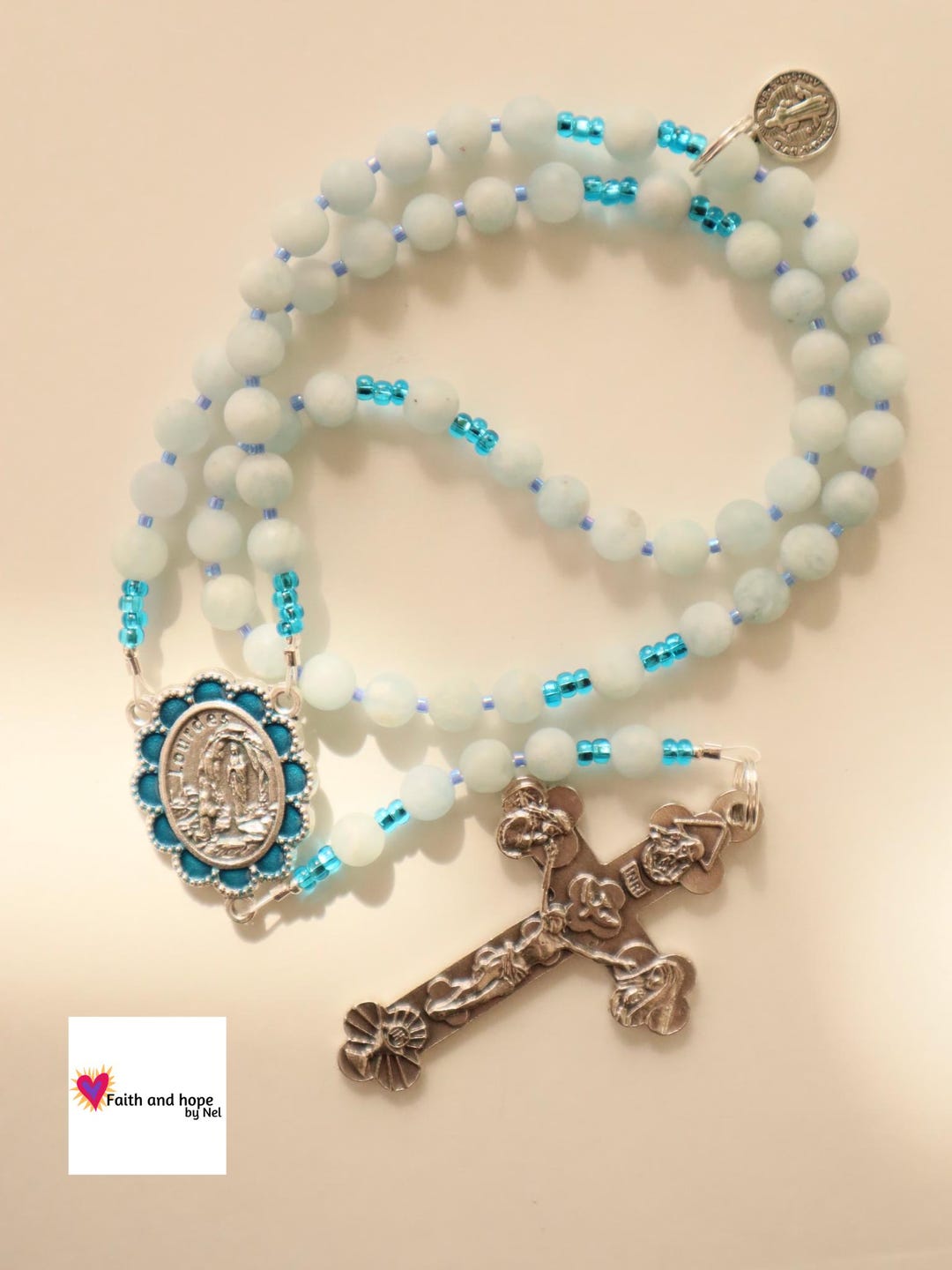 Aquamarine Rosary Women, First Communion Confirmation Gift, Catholic ...