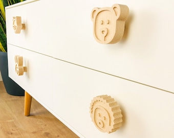 animal furniture handles made of wood for children's drawers and cupboards