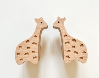 Poignée de meuble Safari Girafe pour porte de placard dans chambre d'enfant - 2 pièces