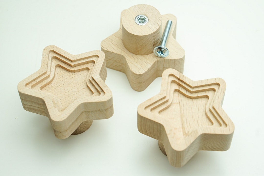 Wooden Star Knob for Drawer and Etsy