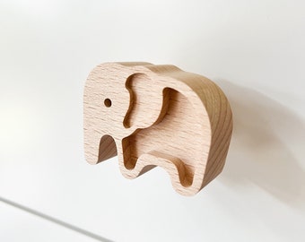 Elefant Wickeltisch Griff aus Holz - 1 Stck oder 2er Set