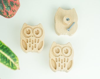 Owl wooden handle for drawer or cabinet