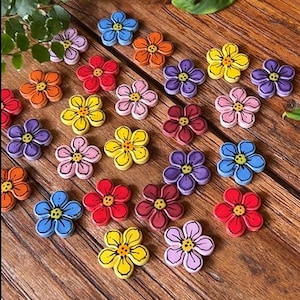 Handmade Ceramic Flowers - Set of 5 - Multicoloured - Mosaic Tiles, Embellishments
