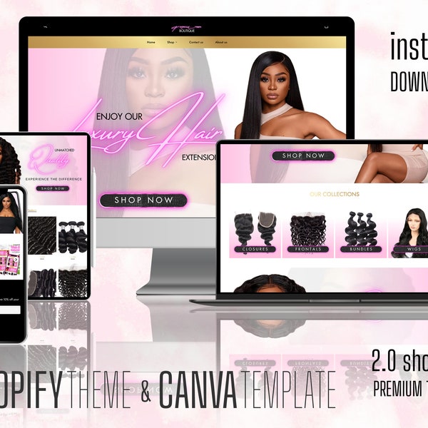 Luxury and Elegant Premade Website Shopify and wix - Beauty Boutique design for Hair, Makeup and more Online Stores