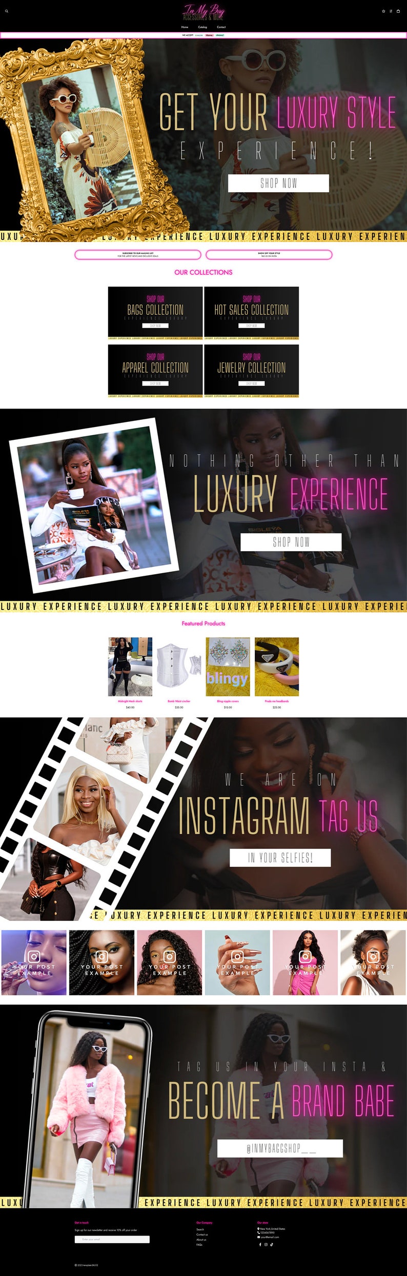 Lyxig modewebbdesign för Shopify- och Wix-butiker Shopify Clothing Boutique Färdig webbmall, Shopify-tema, klädwebbplats bild 2