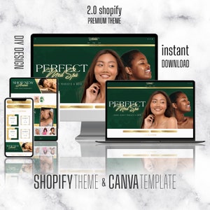 Shopify or Wix Premade Website Setup Emerald Green with Gold Service Beauty WebsiteTemplates Shopify Makeup Website Banners Category Buttons