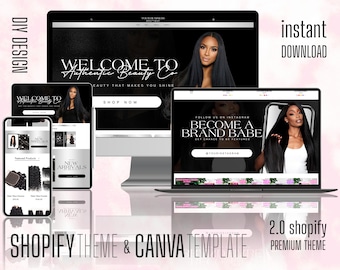 Luxurious Silver and Black Hair Website Design on Shopify and Wix Platforms creative shopify banner tamplate and more