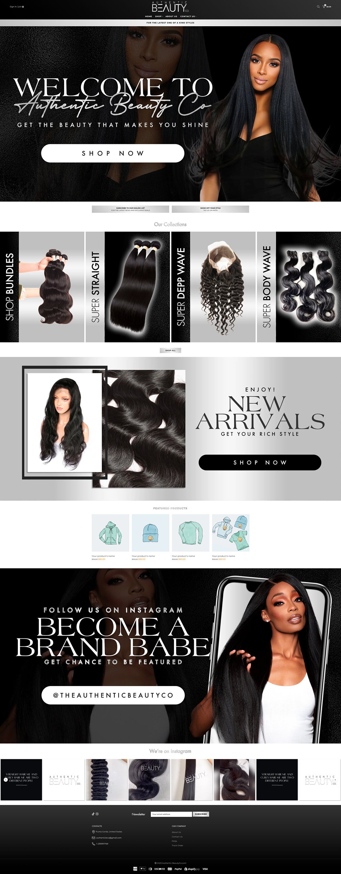 Premade Hair Extensions site Template for Hair site and Etsy