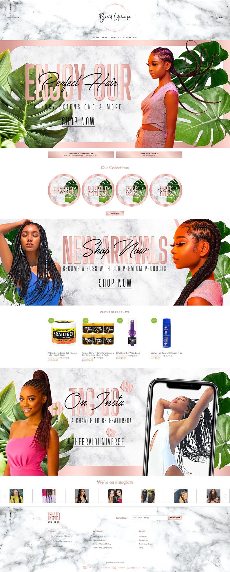 Premade Hair Extensions Website Template for Hair Website and Etsy