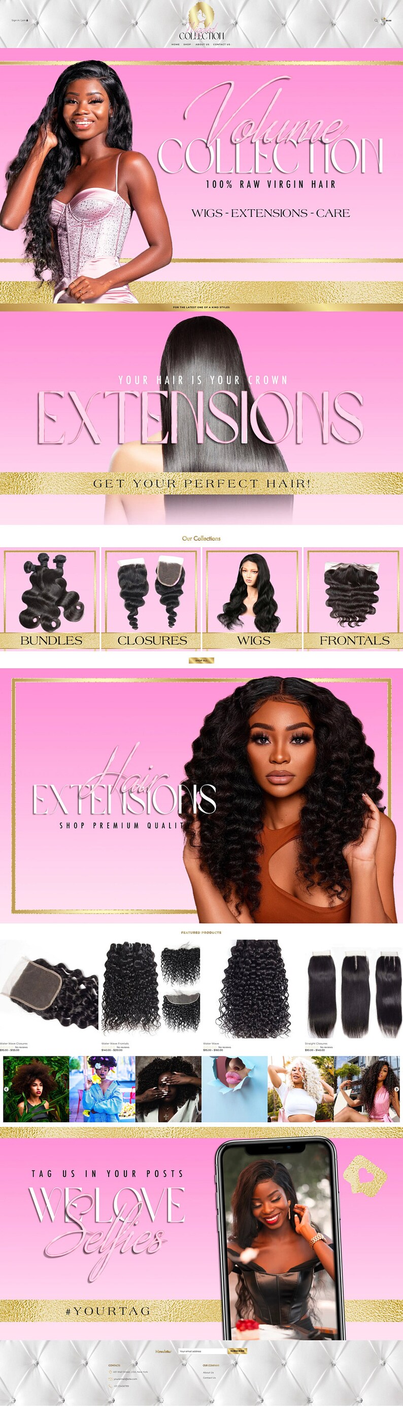 Premade Hair Extensions site Template for Hair site and Etsy