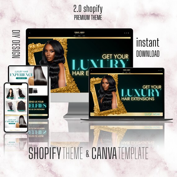Emerald Green Silver And Gold Hair Website creation Shopify Wix Hair Boutique Store Design Website Design Templates Setup dropshipping Store