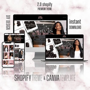 Website Setup and Creation Luxurious Pink, Silver, and Black Hair Website Design and Creation on Shopify and Wix Platforms.