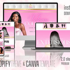 Premade Hair Extensions Website Template  for Hair Website and more Shopify Banner Template Wix Banner Template Hair Business Website Banner