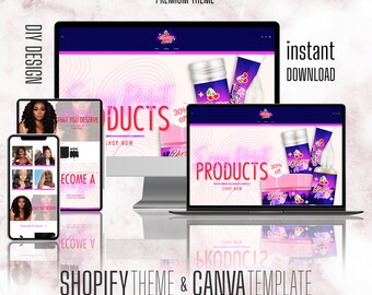 Diseño de sitio web colorido y elegante con personalización de temas, sitio web de cabello personalizado para su negocio en Shopify, obtenga su propia tienda en línea hoy