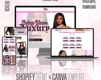 Trendy Pink Shopify Theme Template Premade Website For Lashes Store and more! - Beauty Boutique design for Hair, Makeup Online Stores