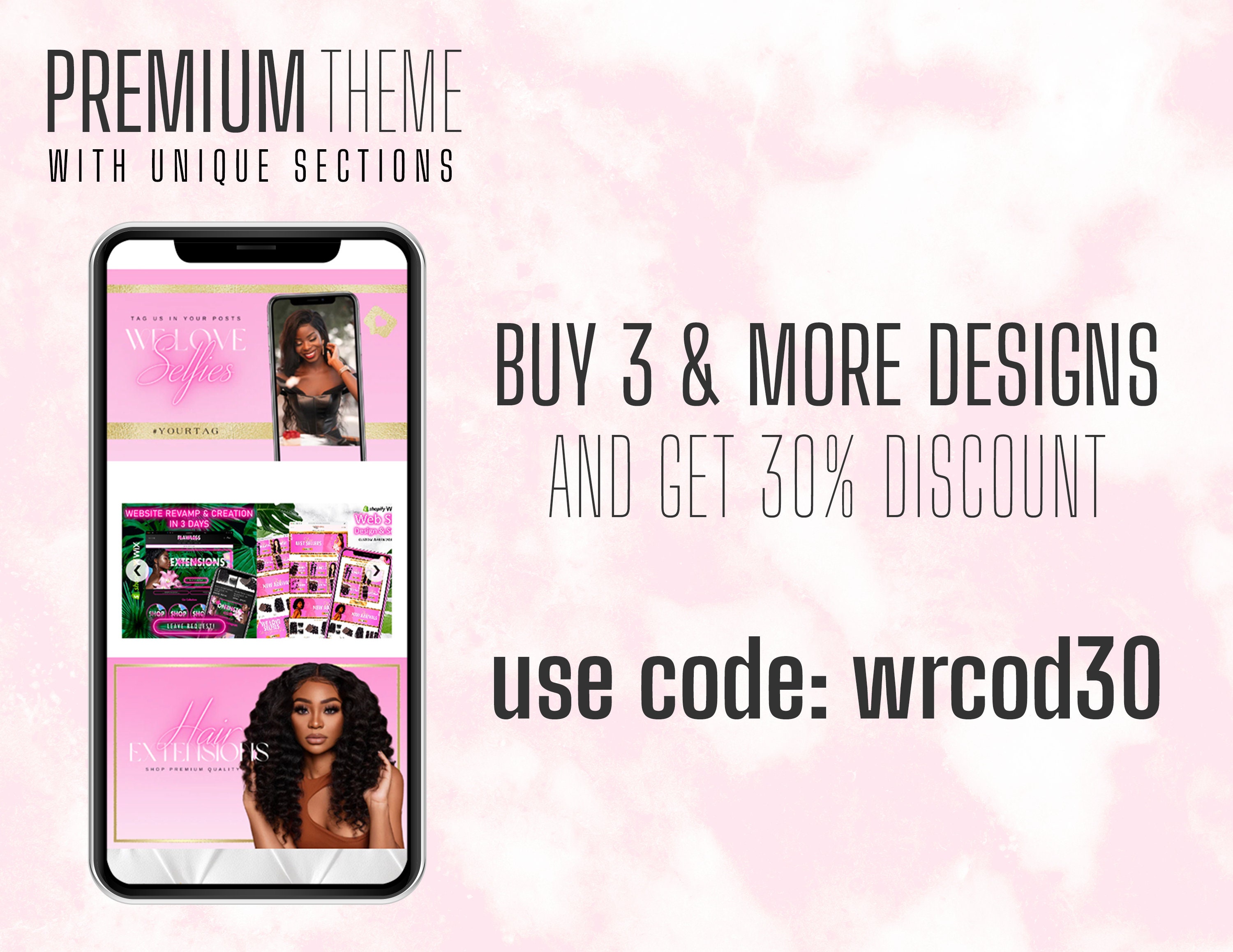 Premade Hair Extensions Website Template for Hair Website and More