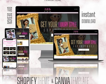 Luxury Fashion Website Design for shopify and wix stores Shopify Clothing Boutique Premade Website Template, shopify Theme, Clothing Website