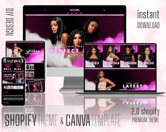 Glam shopify and wix website design setup, Hair Extensions Appointment Booking Site Business Hair Stylist Salon Beauty Bar Makeup Nails