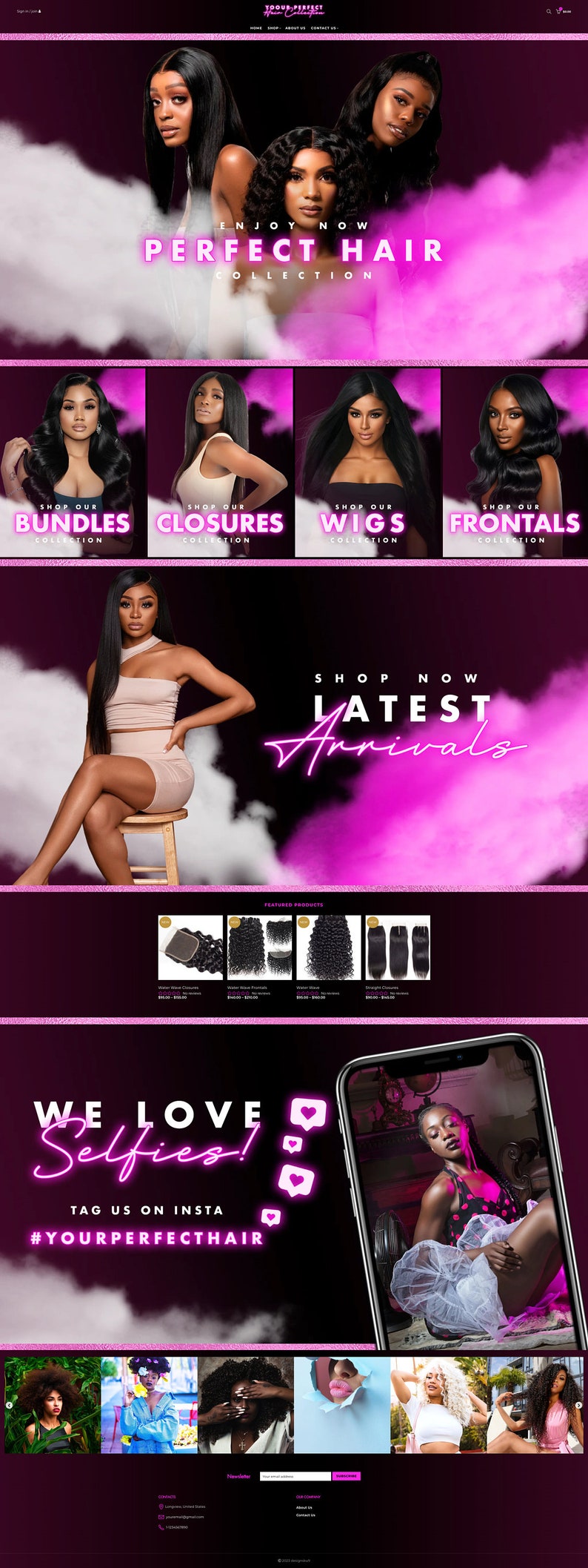 Premade Hair Extensions site Template for Hair site and Etsy