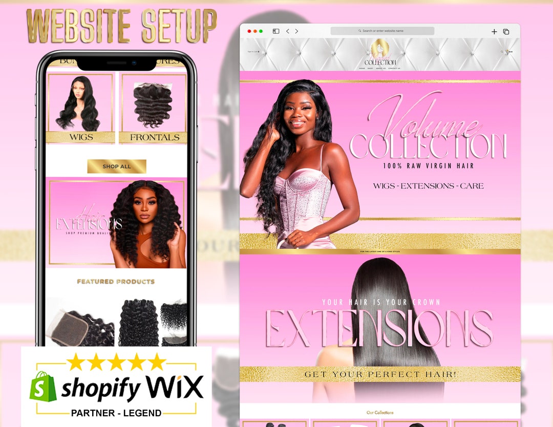 Premade Hair Extensions Website Template for Hair Website and - Etsy