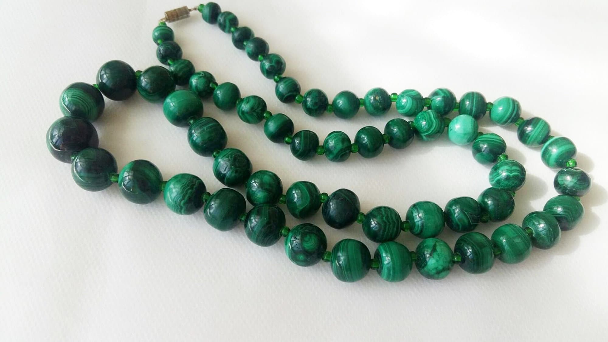 Vintage malachite necklace Natural malachite beads Etsy