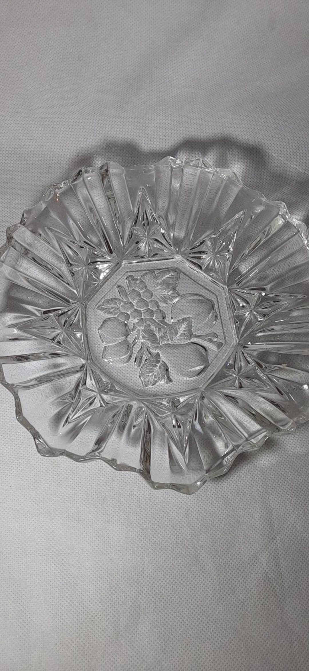 Brilliant Cut Glass Crystal Small Bowl With Fruit Medley in Center Etsy