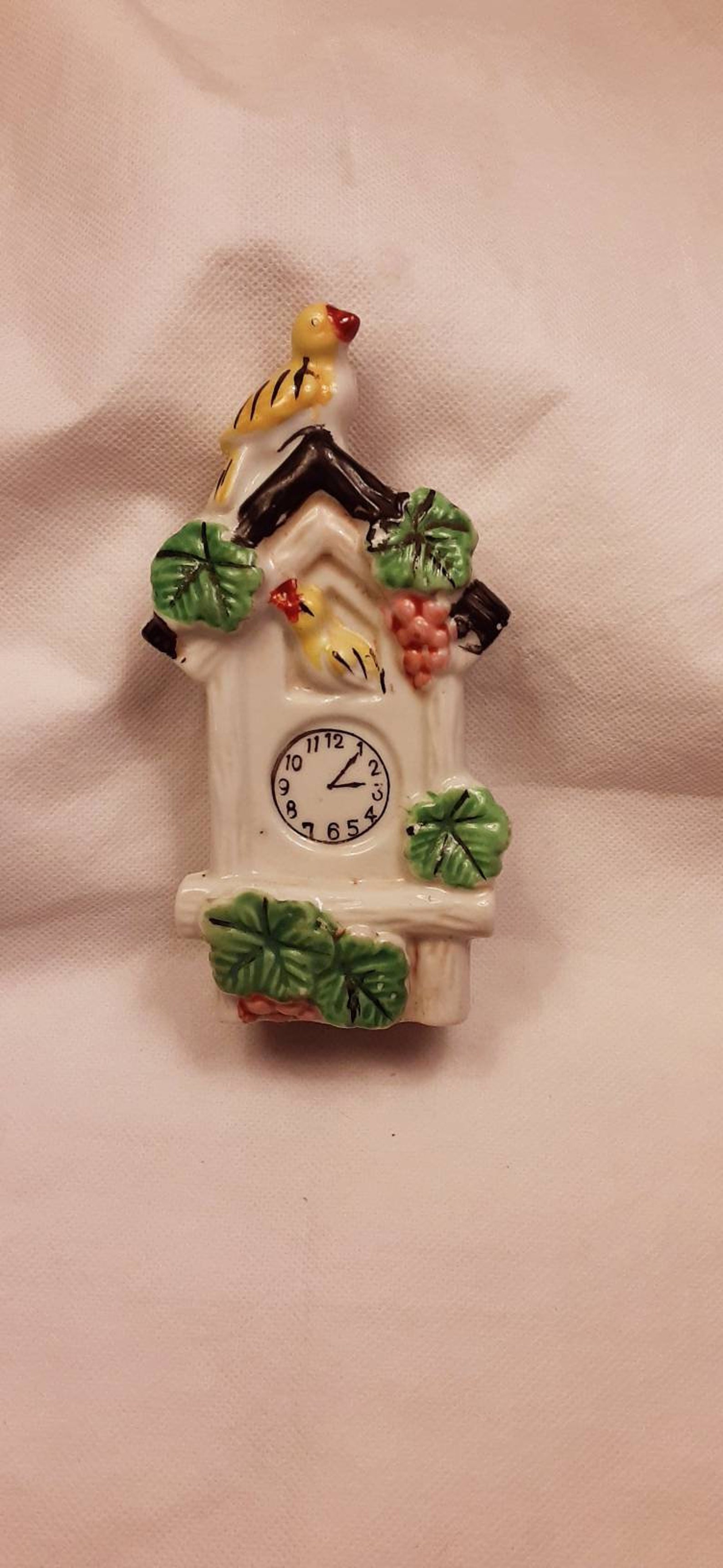 Vintage Porcelain Hand Painted Japanese Cuckoo Clock Wall Etsy