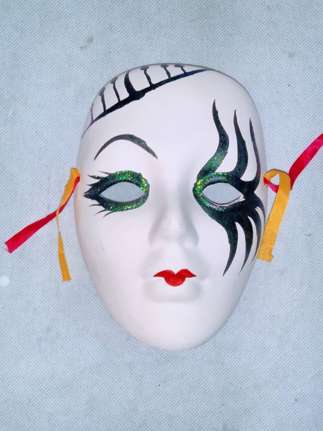 Vintage Hand Painted Ceramic Mardi Gras Masquerade Ball Mask Wall ...