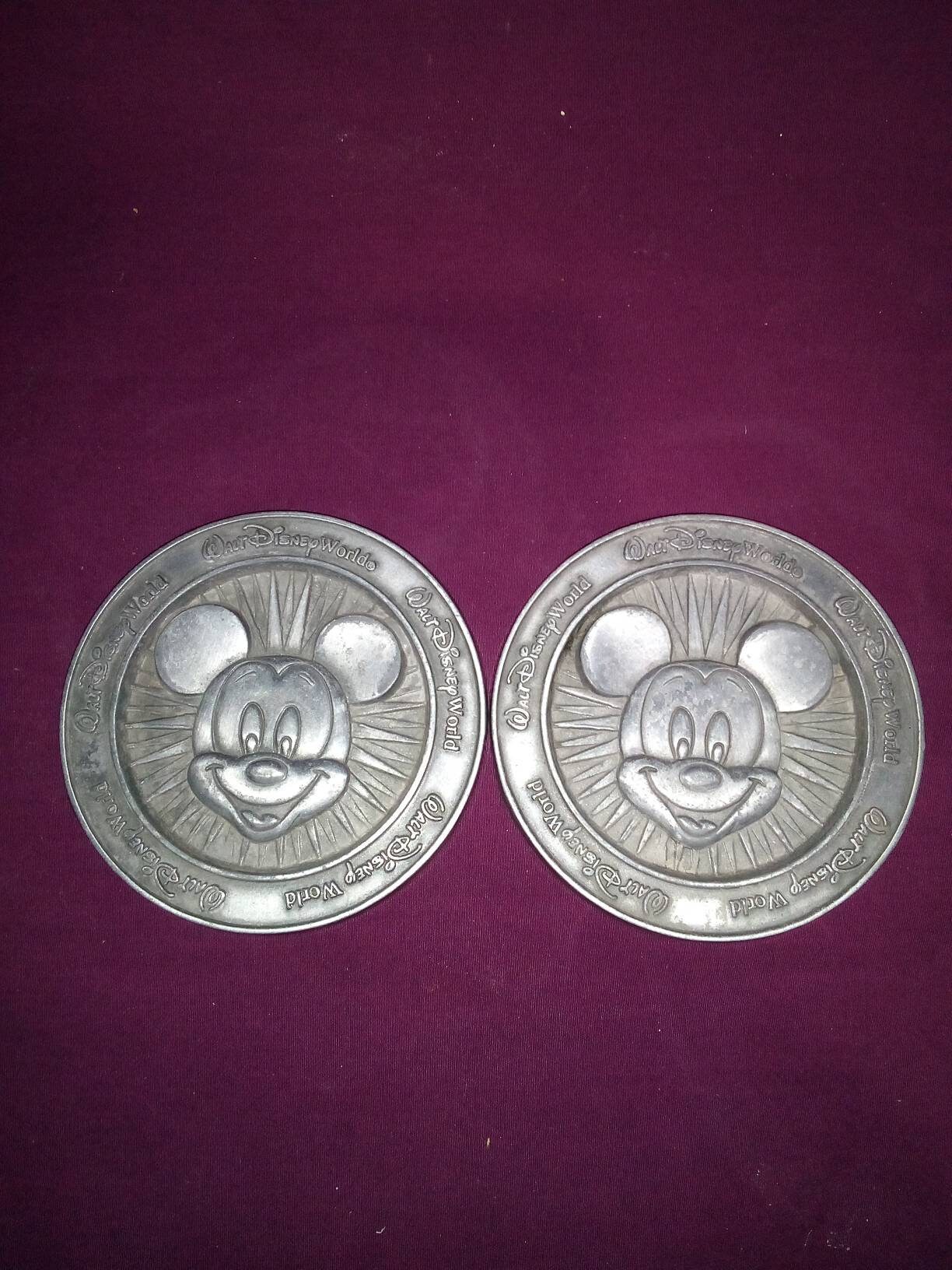 Mavin  Mickey Mouse Vintage Metal Coasters Set Of 4 Walt Disney